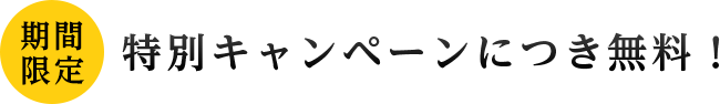 期間限定 特別キャンペーンにつき無料！